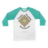 Public Display of Knottiness Celtic Knotwork Frame white with Kelly 3/4 sleeve baseball shirt