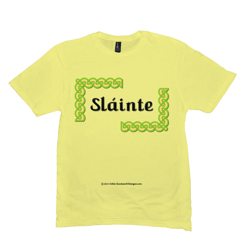Slainte Celtic Knots lemon yellow t-shirt size M-L