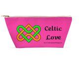 Celtic Love Heart Knot 8.5 x 4.5 T-bottom accessory pouch with white zipper front