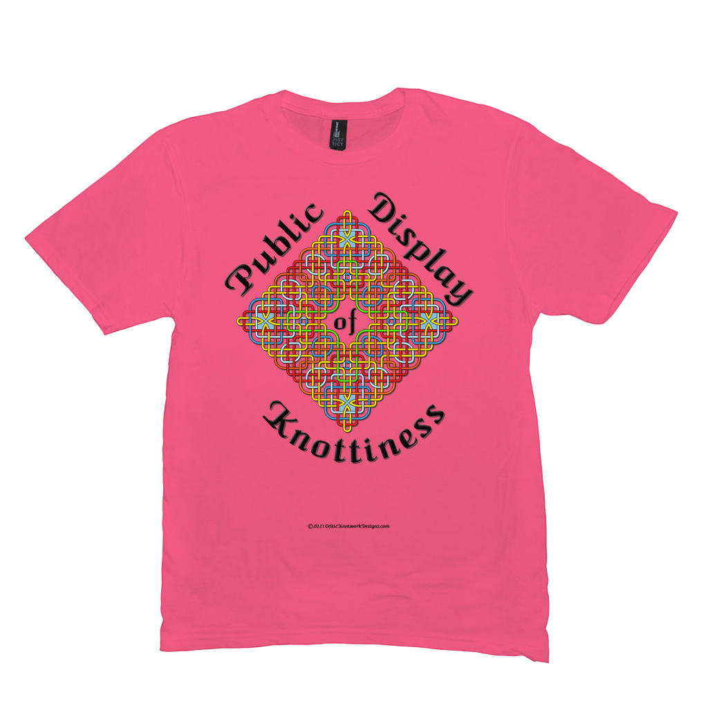 Public Display of Knottiness Celtic Knotwork Frame neon pink T-shirt size M - L