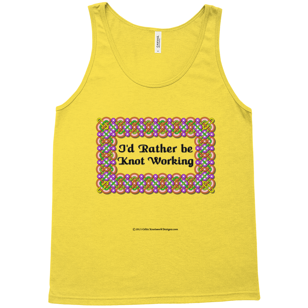 I'd Rather be Knot Working Celtic Knotwork Frame gold tank top XS-L