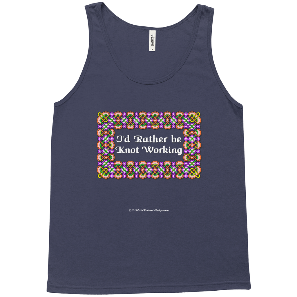 I'd Rather be Knot Working Celtic Knotwork Frame navy tank top XL-2XL