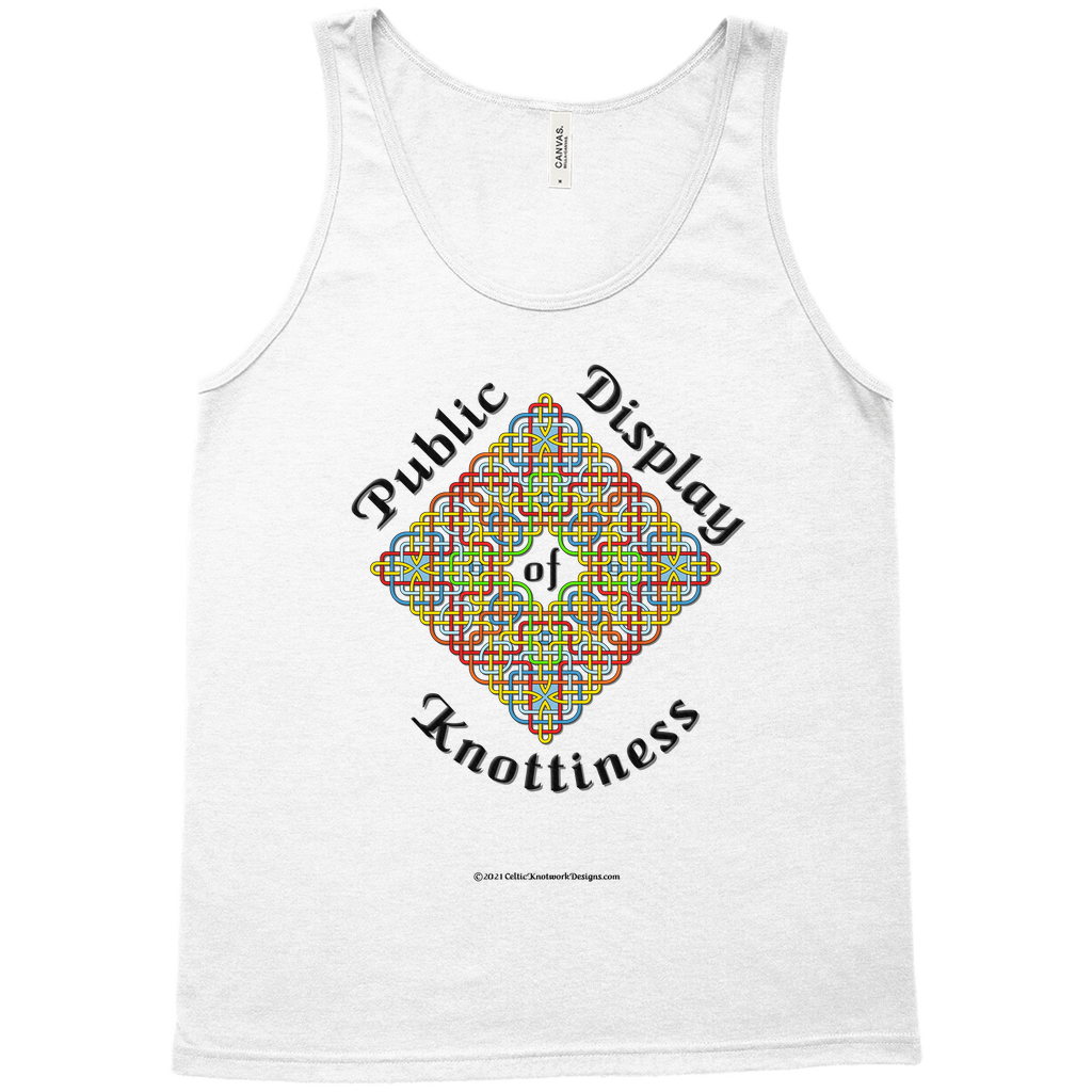 Public Display of Knottiness Celtic Knotwork Frame white tank top sizes XL - 2XL