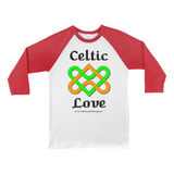 Celtic Love Heart Knot white with red 3/4 sleeve baseball shirt