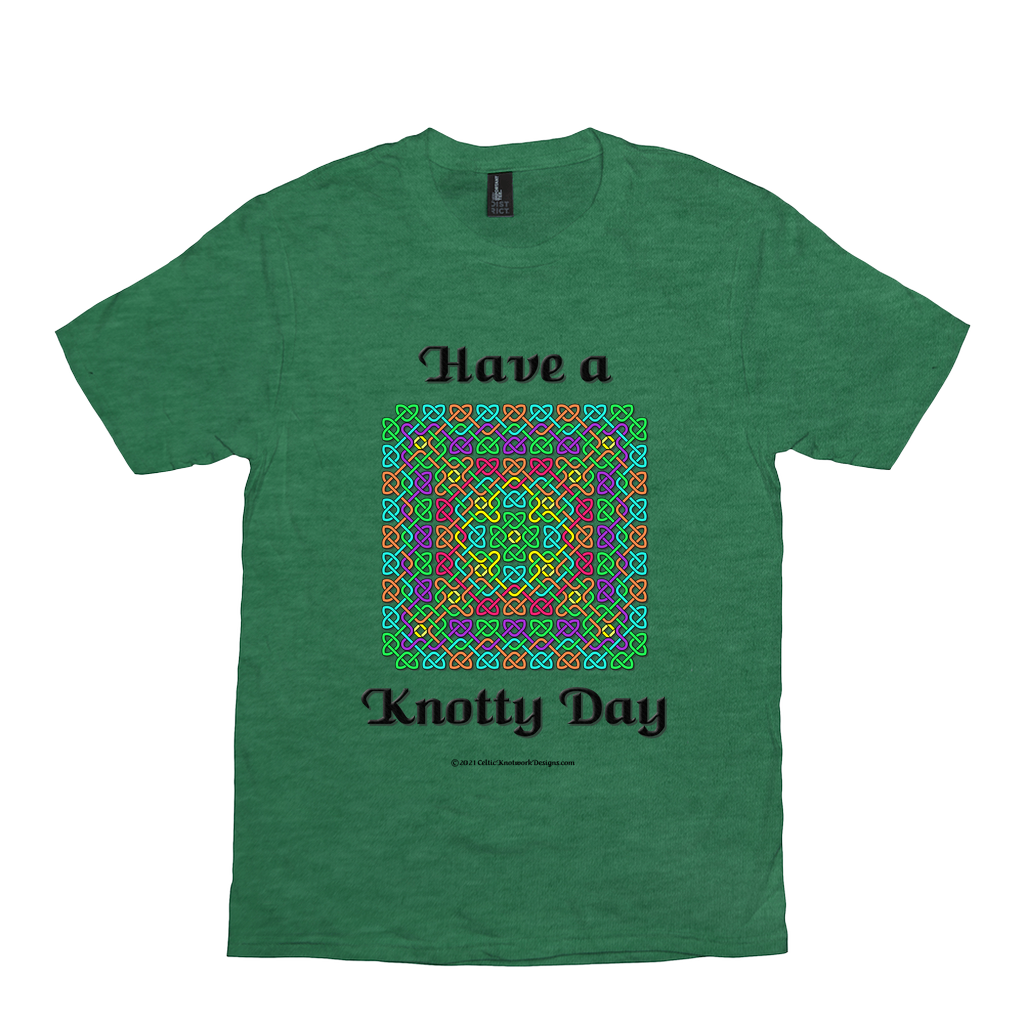 Have a Knotty Day Celtic Knotwork Panel heather green t-shirt sizes XS-S