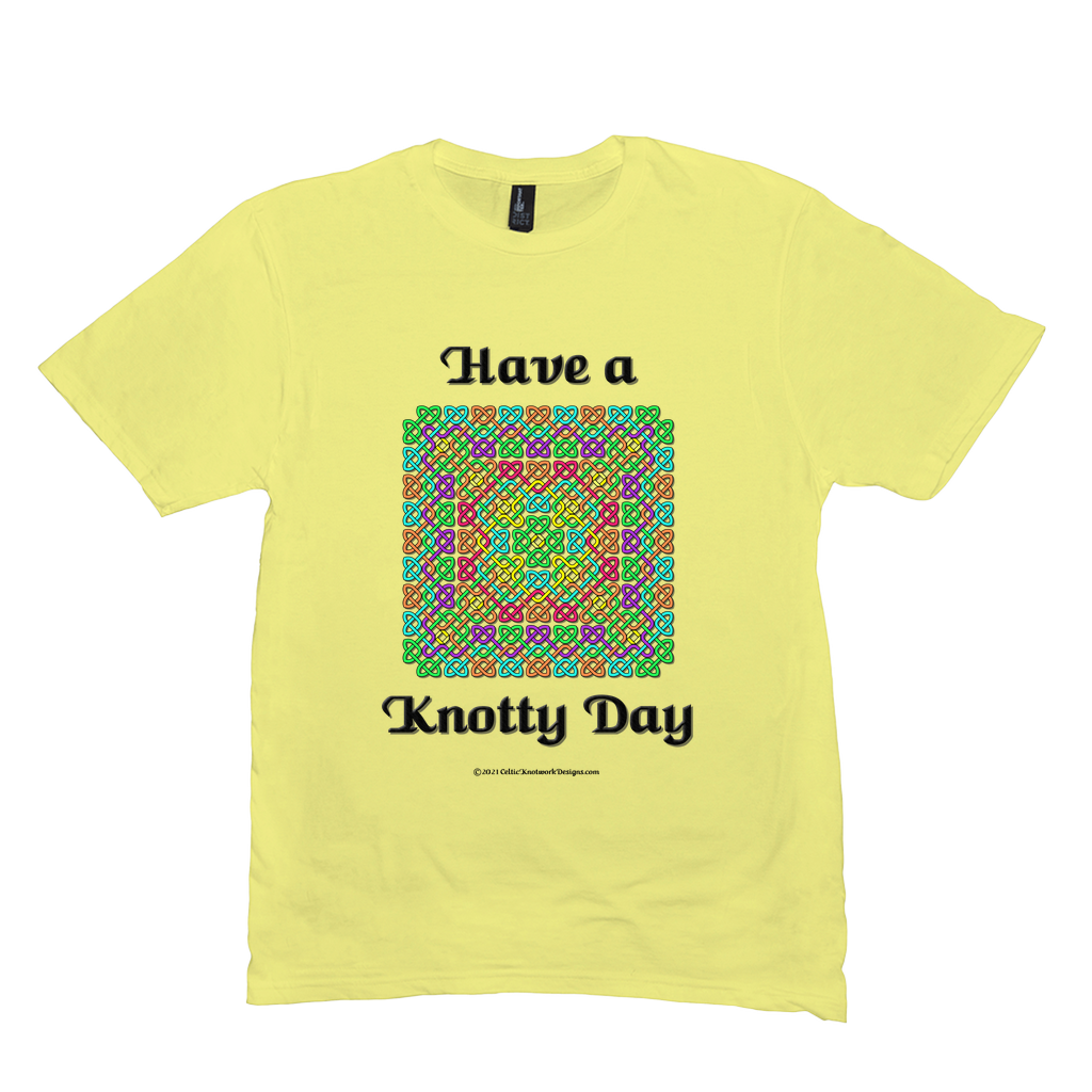 Have a Knotty Day Celtic Knotwork Panel lemon yellow t-shirt sizes M-L