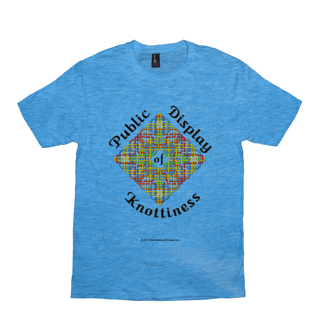 Public Display of Knottiness Celtic Knotwork Frame heather bright turquoise T-shirt size XS - S
