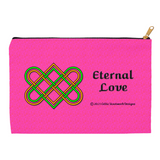 Eternal Love Celtic Heart Knot 12.5 x 8.5 flat accessory pouch with black zipper front