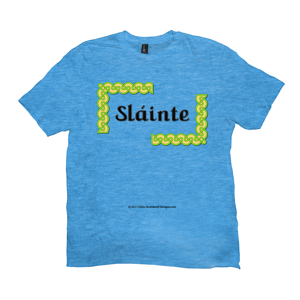 Slainte Celtic Knots heather bright turquoise t-shirt