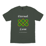 Eternal Love Celtic Heart Knot olive T-shirt sizes XS-S