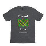 Eternal Love Celtic Heart Knot heather charcoal T-shirt sizes XS-S