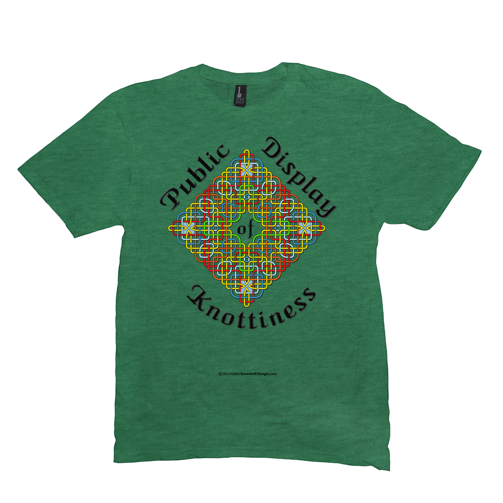 Public Display of Knottiness Celtic Knotwork Frame heather green T-shirt size M - L