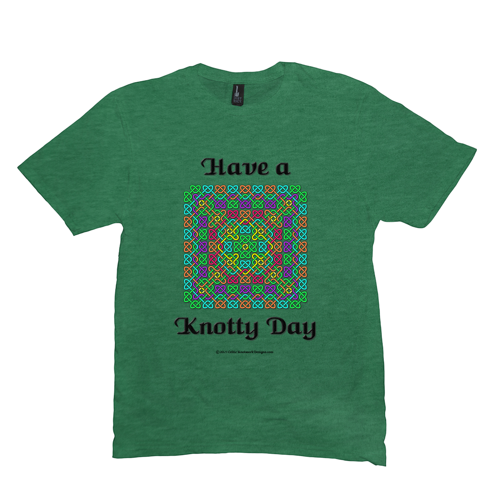 Have a Knotty Day Celtic Knotwork Panel heather green t-shirt sizes M-L