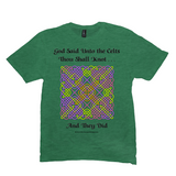 God Said Unto the Celts, Thou Shall Knot . . . And They Did Celtic Knotwork Panel heather green T-shirt sizes M-L