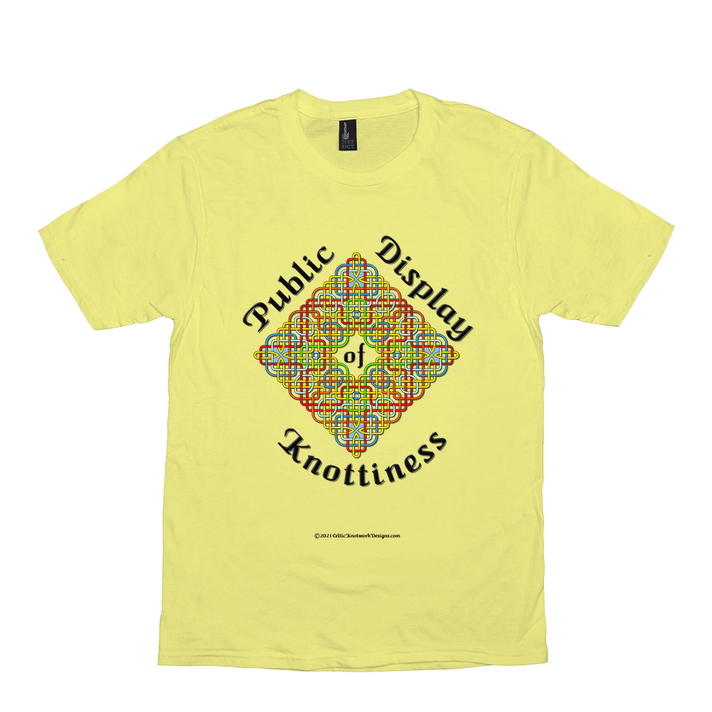 Public Display of Knottiness Celtic Knotwork Frame lemon yellow T-shirt size XS - S