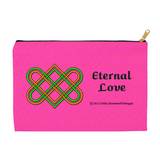 Eternal Love Celtic Heart Knot 8.5 x 6 flat accessory pouch with black zipper front