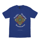 Public Display of Knottiness Celtic Knotwork Frame royal blue T-shirt size XS - S