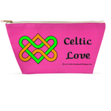 Celtic Love Heart Knot 12.5 x 7 T-bottom accessory pouch with white zipper front