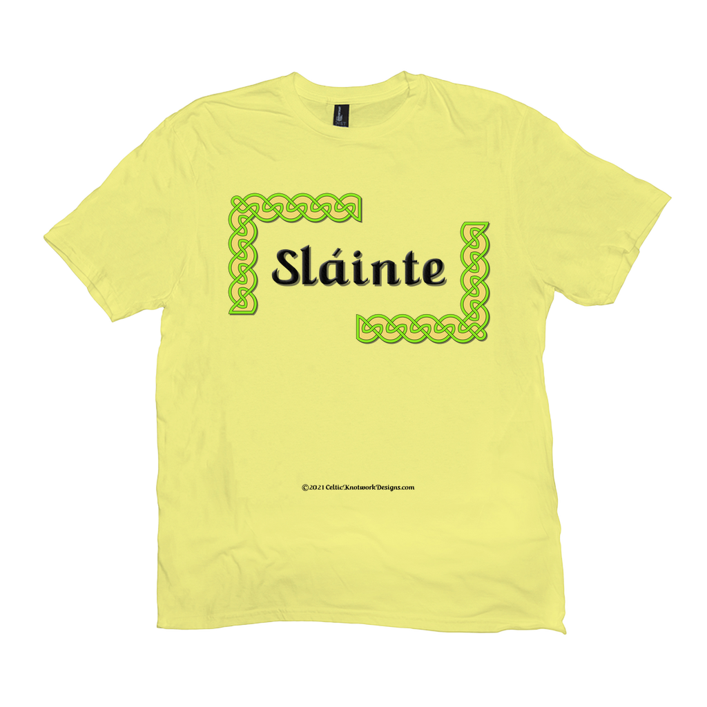 Slainte Celtic Knots lemon yellow t-shirt