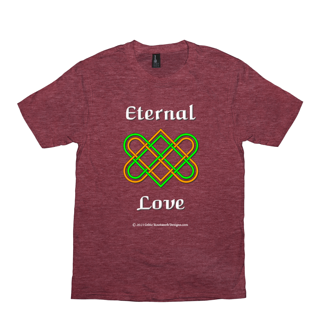 Eternal Love Celtic Heart Knot heather red T-shirt sizes XS-S