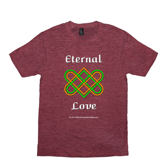 Eternal Love Celtic Heart Knot heather red T-shirt sizes XS-S