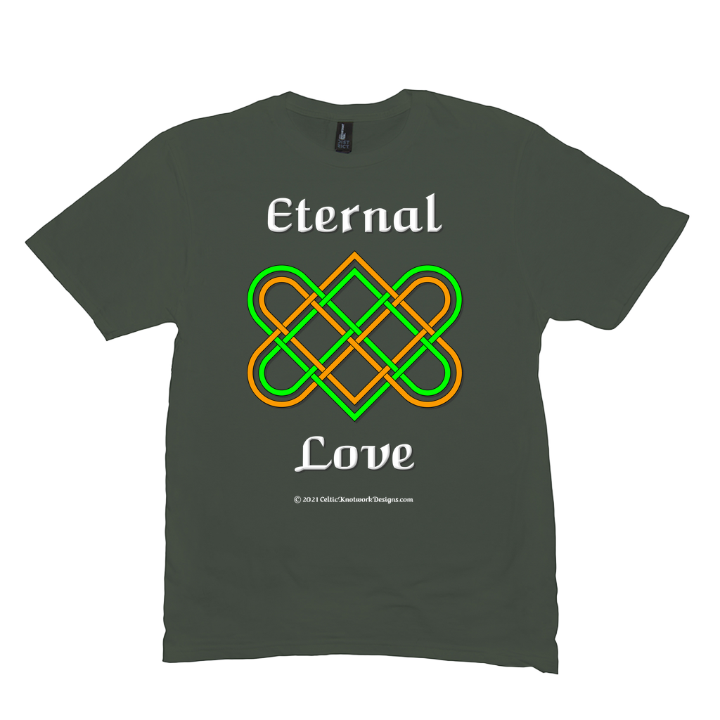 Eternal Love Celtic Heart Knot olive T-shirt sizes M-L