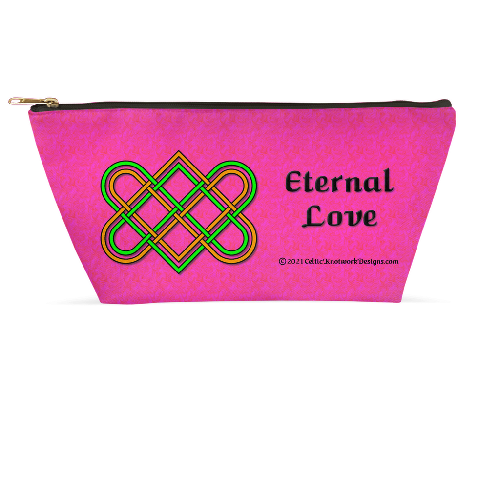 Eternal Love Celtic Heart Knot 8.5 x 4.5 T-bottom accessory pouch with black zipper front
