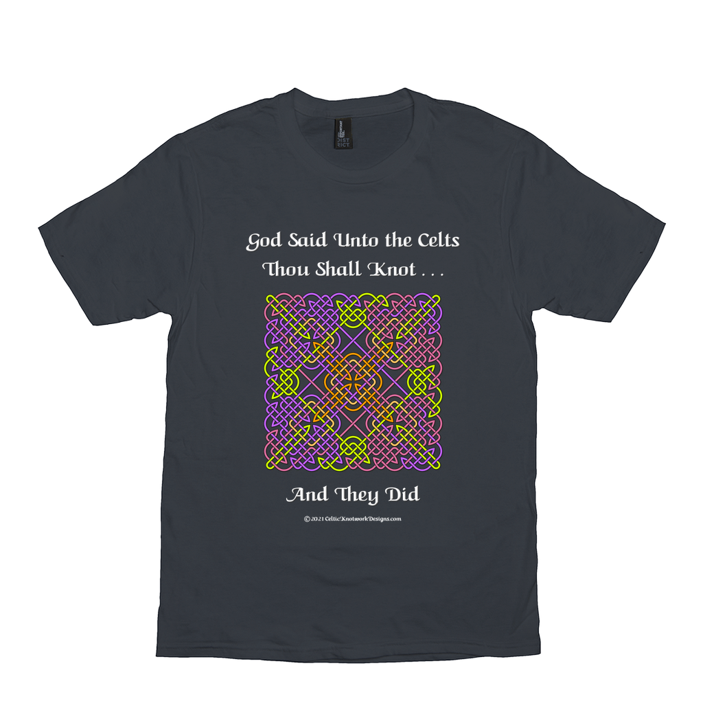 God Said Unto the Celts, Thou Shall Knot . . . And They Did Celtic Knotwork Panel charcoal T-shirt sizes XS-S