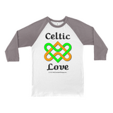 Celtic Love Heart Knot white with asphalt 3/4 sleeve baseball shirt