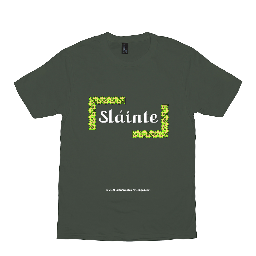 Slainte Celtic Knots olive t-shirt size XS-S