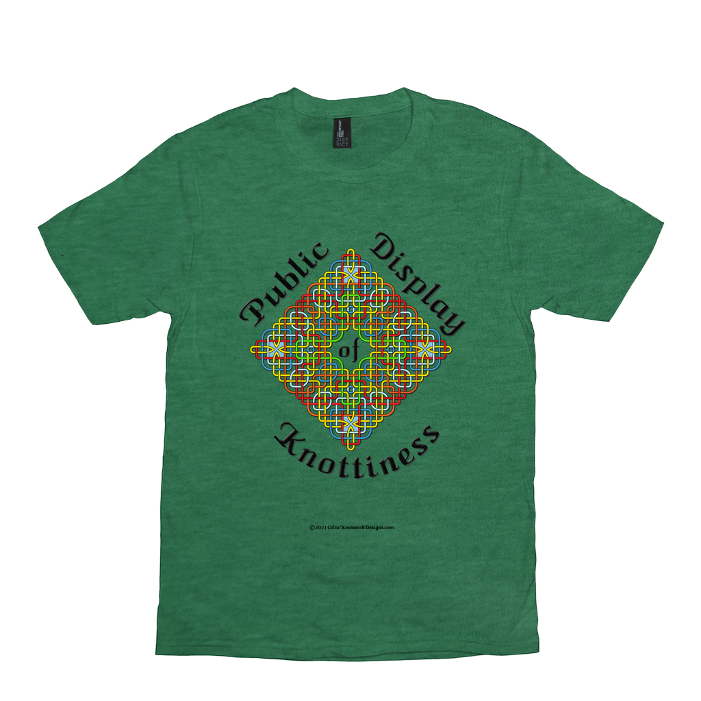 Public Display of Knottiness Celtic Knotwork Frame heather green T-shirt size XS - S