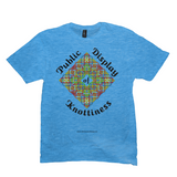 Public Display of Knottiness Celtic Knotwork Frame heather bright turquoise T-shirt size M - L