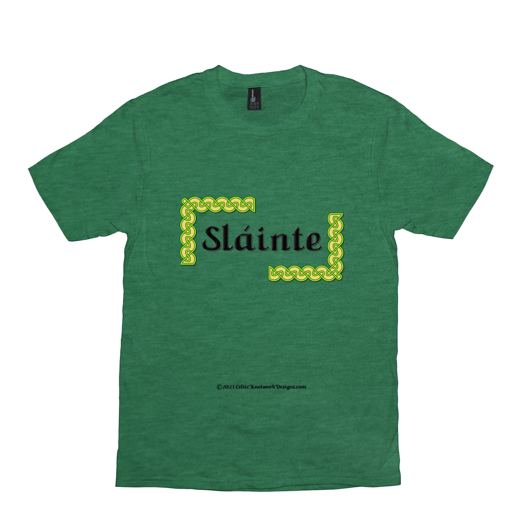 Slainte Celtic Knots heather green t-shirt size XS-S
