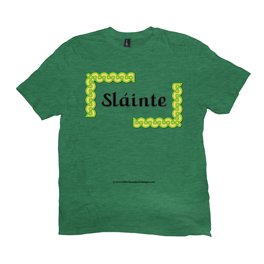 Slainte Celtic Knots heather green t-shirt