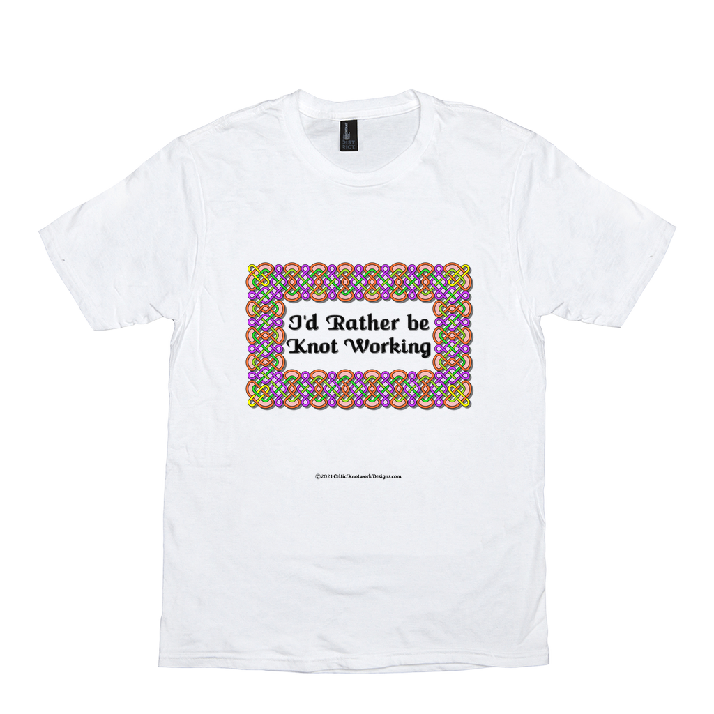 I'd Rather be Knot Working Celtic Knotwork Frame white T-shirt sizes XS-S