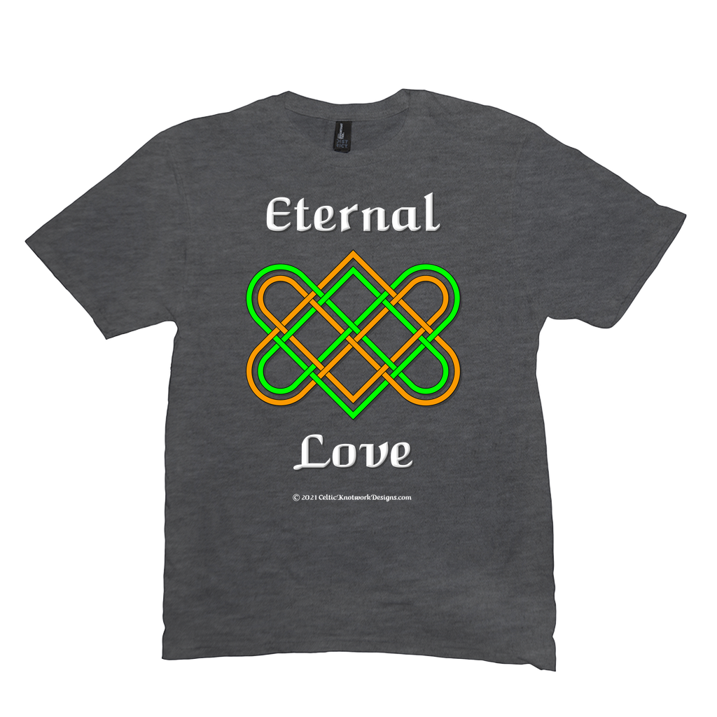 Eternal Love Celtic Heart Knot heather charcoal T-shirt sizes M-L