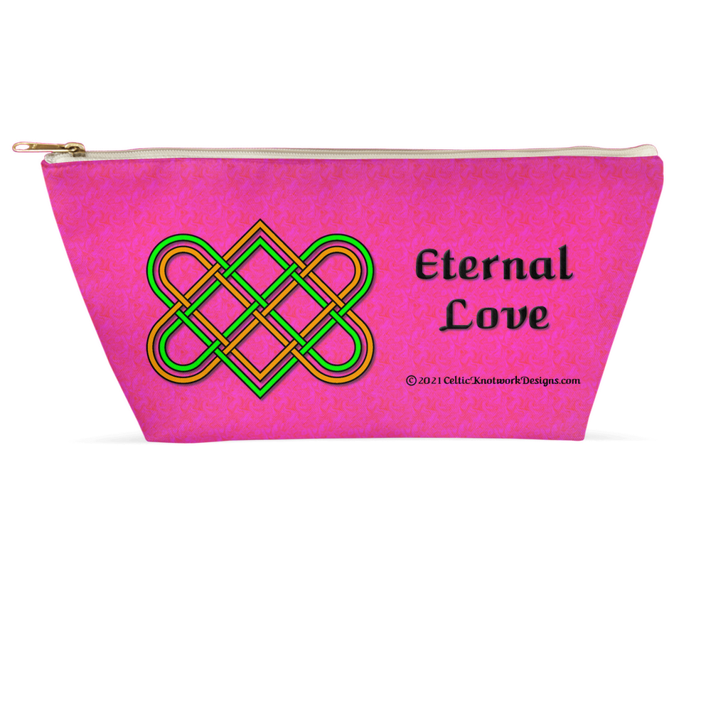 Eternal Love Celtic Heart Knot 8.5 x 4.5 T-bottom accessory pouch with white zipper front