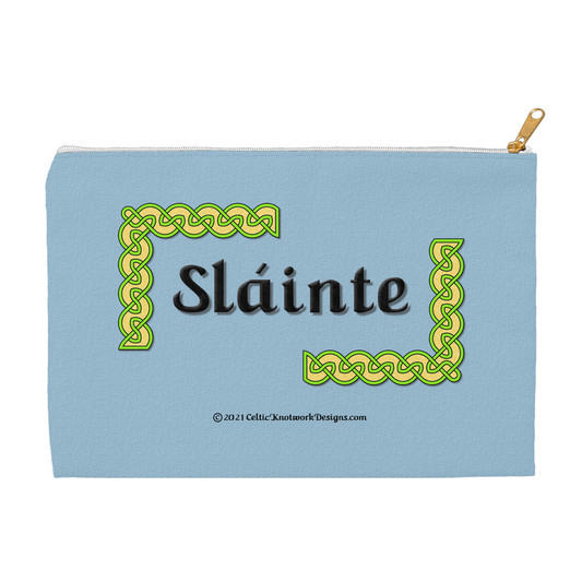 Slainte Celtic Knots 8.5 x 6 flat accessory pouch with white zipper front