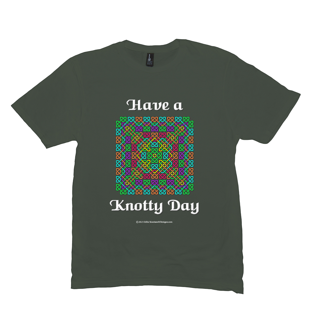Have a Knotty Day Celtic Knotwork Panel olive t-shirt sizes M-L