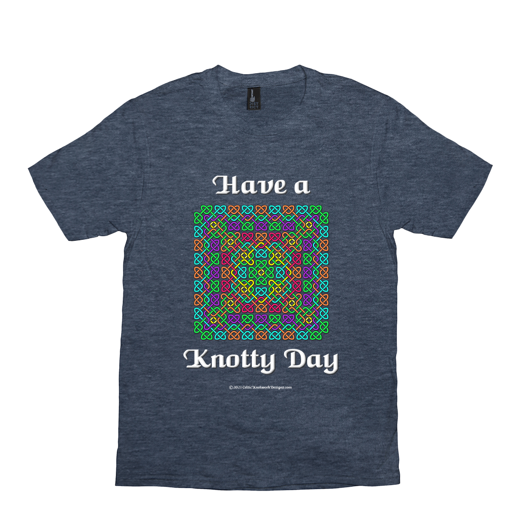 Have a Knotty Day Celtic Knotwork Panel heather navy t-shirt sizes XS-S