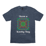 Have a Knotty Day Celtic Knotwork Panel heather navy t-shirt sizes XS-S