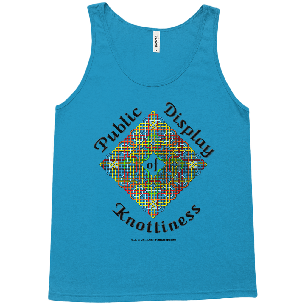 Public Display of Knottiness Celtic Knotwork Frame neon blue tank top sizes XS - L