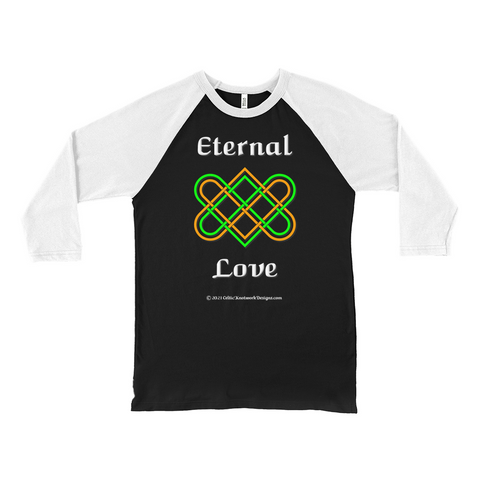 Eternal Love Celtic Heart black with white 3/4 sleeve baseball shirt