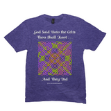 God Said Unto the Celts, Thou Shall Knot . . . And They Did Celtic Knotwork Panel heather purple T-shirt sizes M-L