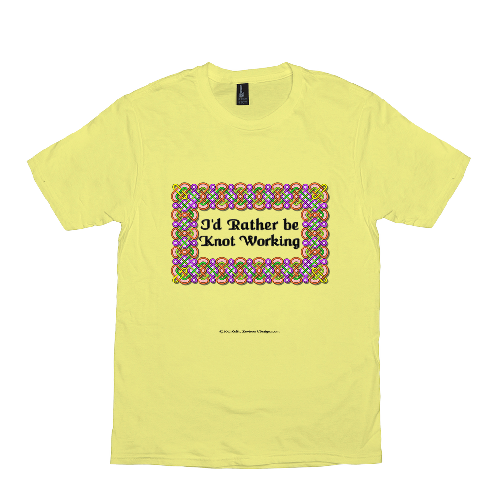 I'd Rather be Knot Working Celtic Knotwork Frame lemon yellow T-shirt sizes XS-S