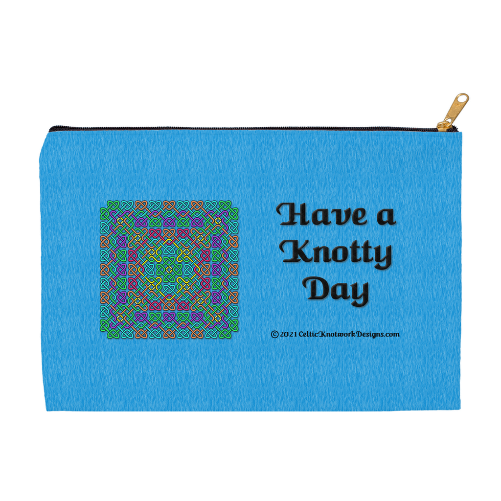 Have a Knotty Day Celtic Knotwork Panel 8.5 x 6 flat accessory pouch with black zipper back