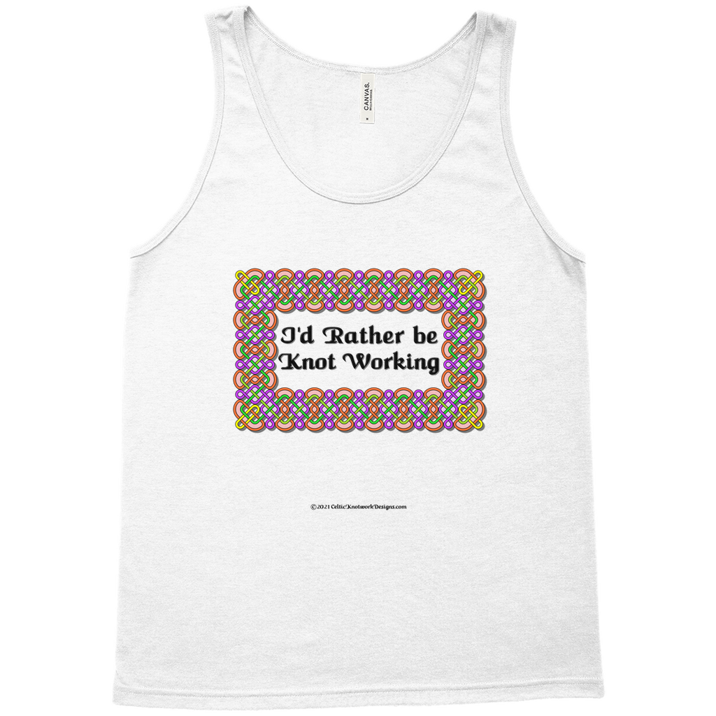 I'd Rather be Knot Working Celtic Knotwork Frame white tank top XL-2XL