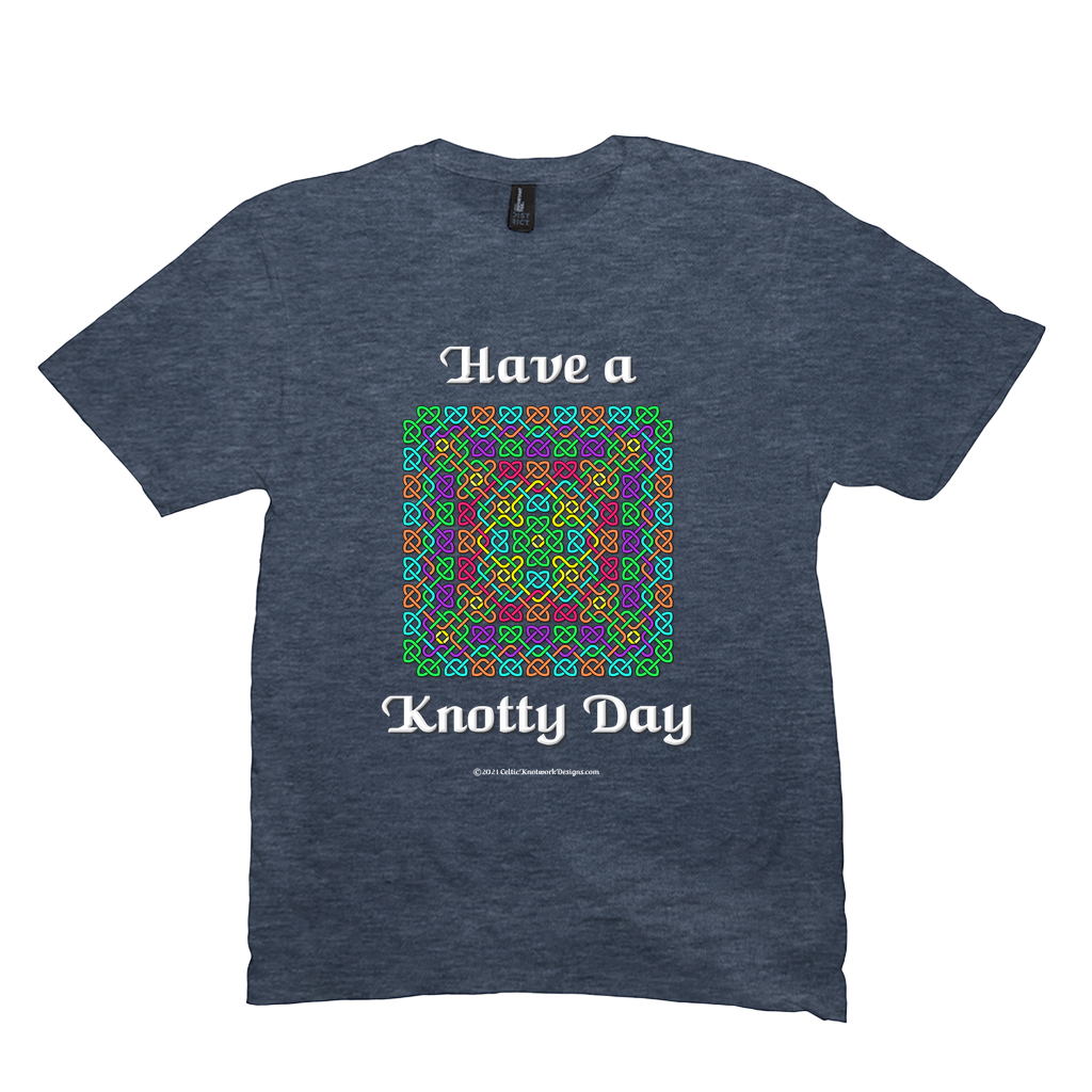 Have a Knotty Day Celtic Knotwork Panel heather navy t-shirt sizes M-L