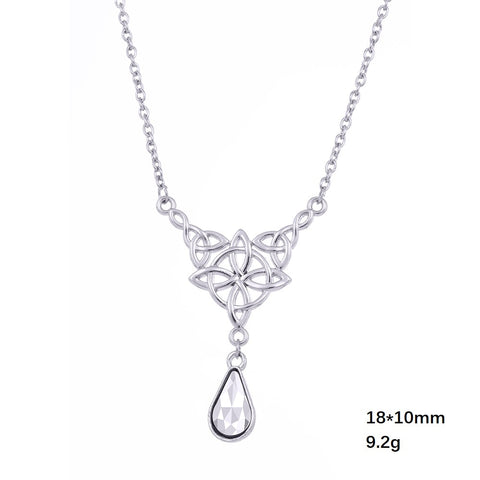 4 Point Star with Circle and Trinity Knots Pendant Necklace