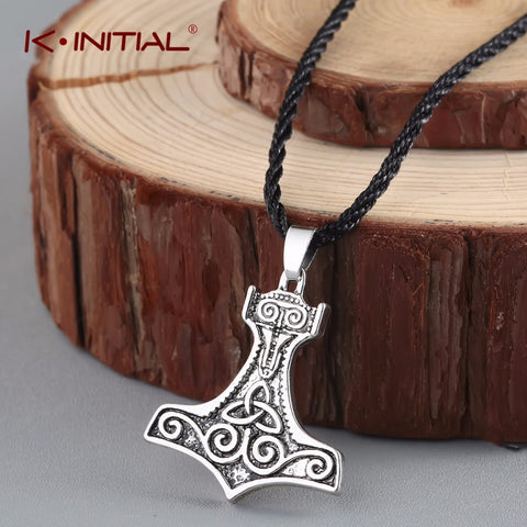 Trinity and Spirals Thor's Hammer Pendant Necklace